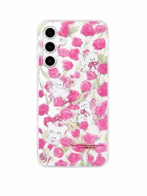 Pink Teddy Garden Case | قاب گل رز و خرس صورتی مناسب برای گوشی شیائومی Redmi Note 13 Pro 4G