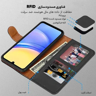 کیف کلاسوری مدل چرمی کد 105 مناسب برای گوشی موبایل سامسونگ Galaxy A05S 101746510